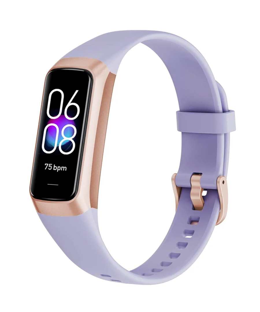 Fitness Tracker with 24/7 Heart Rate Blood Oxygen Sleep Monitor,Activity Tracker with 1.1" AMOLED Touch Color Screen, Multiple Sport Modes Step Counter,IP68 Waterproof for Women Men, Color: Purple