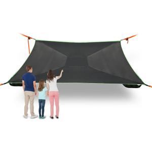 LUKETURE 13ft Square Hammock for 4-6 Adults & Kids - 1000lbs Max Capacity! Heavy Duty Camping Hammock w/ 4 Ratchet Straps & Net Pocket, Portable Backyard, Lake, Travel Gear