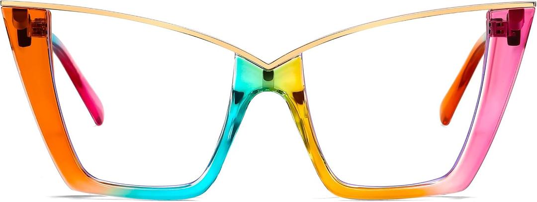 FEISEDY Fashion Cat Eye Blue Light Blocking Glasses for Women Fake Retro Eyeglasses Oversized Stylish Eyewear Frame B0240 (Pink)