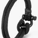 Nautical Sailor Rope Wrap Bracelet Wristband Bangle Steel Screw Marine Anchor Shackles, Two-row