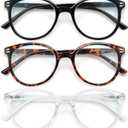 GIBLOGO Reading Glasses for Women/Men Eye Glasses Blue Light Reading Glasses Cheaters Eyeglasses (Black + Leopard + Clear), 1.5x