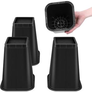 Bed Risers Adjustable Furniture Risers - Heavy Duty 4 or 8 inch or 12inch Non-Slip Lift Supports for Beds/Couches/Sofas, Durable Square Design with Creates Storage Space (Black 4 Pack, 8 Inch)