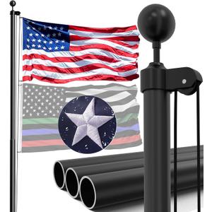 25FT Heavy Duty Flag Pole for Outside House – 13-Gauge Extra-Thick Aluminum Flagpole, Complete Set with USA Flag & All Hardware to Fly Two Flags – Great for Patriotic Displays & Gift Giving