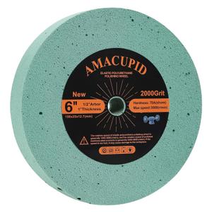 Elastic Polyurethane Buffing Wheel 6 Inch 2000 Grit. for Bench Grinding Wheel Polishing Machine. Fine Polishing of Metals Such as Stainless SteelAluminum Alloys. 1/2 Inch Arbor