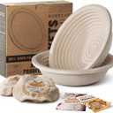 Wood Pulp Banneton Bread Proofing Baskets Set of 2, 9 Inch Round 2.2LB Sourdough Banneton Basket with Liner, Non-Stick Dough Proofing Bowl for Rising and Baking