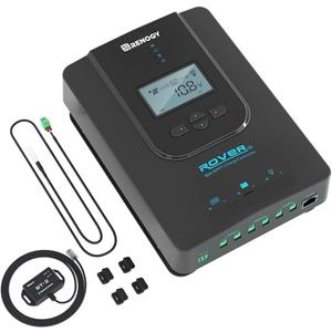 Renogy Solar Charge Controller (Bluetooth)- Rover 20A 12V24V Auto DC Input MPPT Charge Controllers for Solar Panels Adjustable LCD for Gel Sealed Flooded Lithium Battery