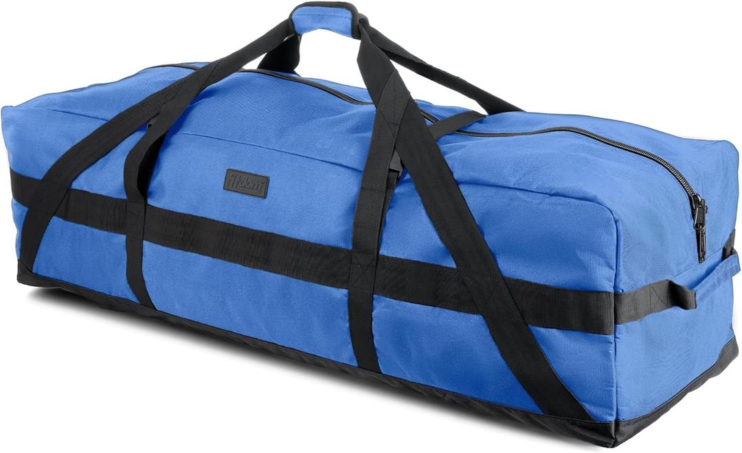 Fitdom 106L 45" Heavy Duty Extra Large Duffle with Upgrade Zipper, Durable & Water Resistant. Perfect as Camping Travel Storage Tent Storage Sports Equipment Bag For Coaches & More (Blue)