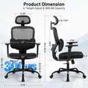 Ergonomic Office Desk Chair, High Back Breathable Mesh Computer Chair, 3D Lumbar Support, 2D Headrest & 3D Armrests, 300lbs Heavy Duty Task Chair for Home Office Work Gaming, Black, 20 inches x 10 inches x 20 inches