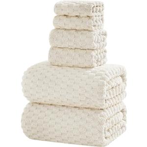 Extra Large Bath Towel Set of 6 (40"x80"),Oversized Bath Sheet Super Soft Highly Absorbent Microfibers Quick Dry Luxury Shower Towel for Bathroom Spa Gym Hotel Yoga (Cream, 6Piece)