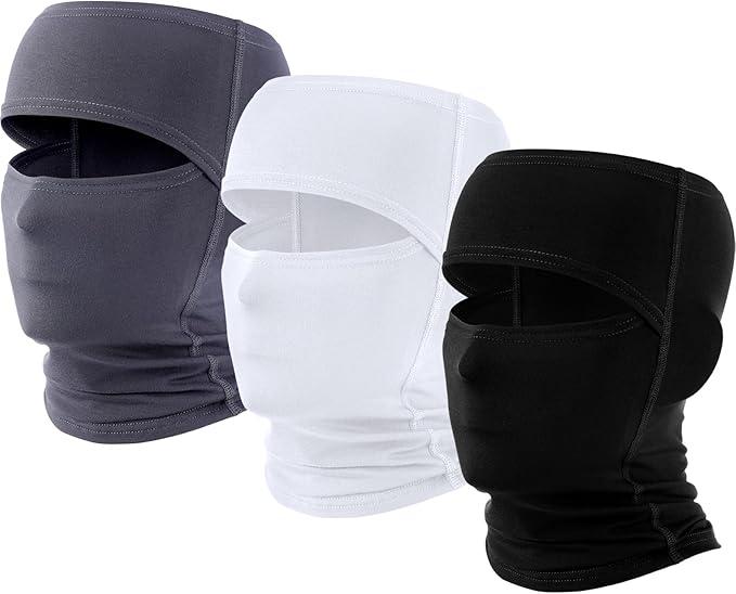QFGasre Ski Mask Balaclava Face Mask Men Summer Shiesty Masks for Men Women Full Head Cover Motorcycle Helmet Skiing Accessories Face Shield Suitable for Cycling Running Hiking Rock Climbing (Black Gray White)