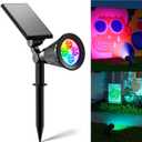 Color Changing Solar Spotlights Outdoor for Tree, Flower, Plant, Statue, Decorations, Wall, Waterproof Rainbow Lanscape Spot Lights for House Outside, Yard, Garden, Patio, 8 Coloful Uplighting Modes (1 Pack)