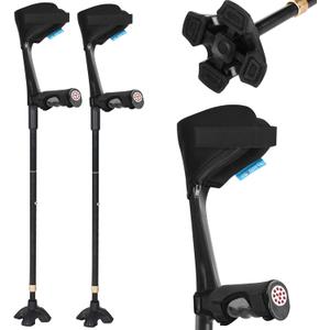 Crutches for Adults, Crutches for Walking, Have Adjustable Forearm Crutch Pads, Folding Forearm Crutches, with Four Corner Base Prevent Slipping , Suitable for Old People, Lame People (Black)