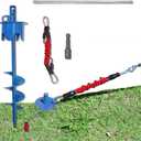 Dog Stakes for Outside Heavy Duty Hold up to 350Lbs Large Dogs Tie Out Tether Leash Chain for Yard Screw in Ground Anchors 17inch with Buffer Rope, Blue