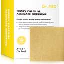 Dr. Med Manuka Honey Calcium Alginate Dressing 2"x2" (10 PCS/Box), Highly Absorbent dressings with Honey for Abrasions, Burns, Diabetic Foot, Pressure Sores and Venous Ulcers Faster Wound Care