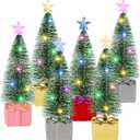6 Pack Mini Christmas Tree with Lights Small Artificial Christmas Tree Decorations Xmas Tree Figurines for Indoor Christmas Home Party Tabletop Centerpieces Decor
