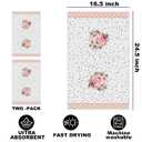 2Pcs Floral Kitchen Towels, Reusable Durable Microfiber Tea Towels for Kitchen Home Bathroom Decor, Vintage Plants Waffle Weave Dish Drying Towel, Flowers Gifts for Women Mom Friend, 24x14 Inch