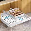 Pull Out Cabinet Organizer 1PCS, 4-Way Width (11"-18") and Depth (13"-24") Expandable Pull Out Drawers for Cabinets  One Size Fits Most! No Drill, Heavy-Duty Metal Organizer for Pantry, Kitchen White