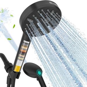 Cobbe Filtered Shower Head with Handheld, High Pressure 9 Spray Mode Showerhead with Filters, detachable shower head, Water Softener for Hard Water Remove Chlorine and Harmful Substance, Matte Black