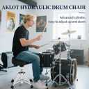 AKLOT Saddle Drum Throne, Disassemble Hydraulic Drum Throne with Drum Stick Drum Pad, Heavy Duty Drum Seat, Height Adjustable Suede Drum Chair, Motorcycle Style Drum Stool for Adults Drummers Black, 25.68 inches x 16.92 inches