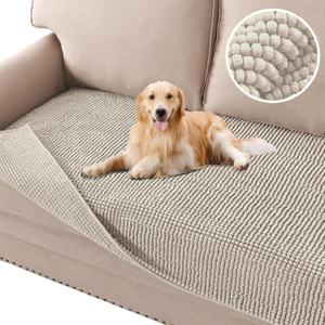 H.VERSAILTEX Plush Chenille Dog Bed Cover Thick Soft Loveseat Cover for 2 Cushion Couch Anti Slip Couch Cover Furniture Protector for Dog, Pet, Cat (35" x 62", Island Fossi)