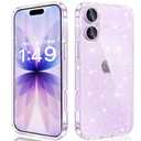 JJGoo Compatible with iPhone 17 Case Clear Glitter, Sparkle Soft TPU Transparent Shockproof Women Girls Slim Bling Sparkly Bumper Cover Phone Cases for iPhone 17