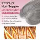 REECHO Hair Toppers for Women Real Human Hair, Seamless Human Hair Toppers with Bangs, 360 3D Cover Clip in Bangs Hair Extensions for Daily Wear, Dark Gray
