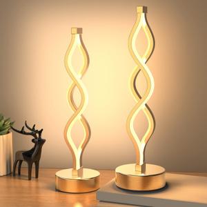 NUR Gold Lamps for Bedrooms Set of 2, Small Table Lamp, 3 Colour Temperature, 15.8 Inch Height, Bedsides Lamps for Living Room