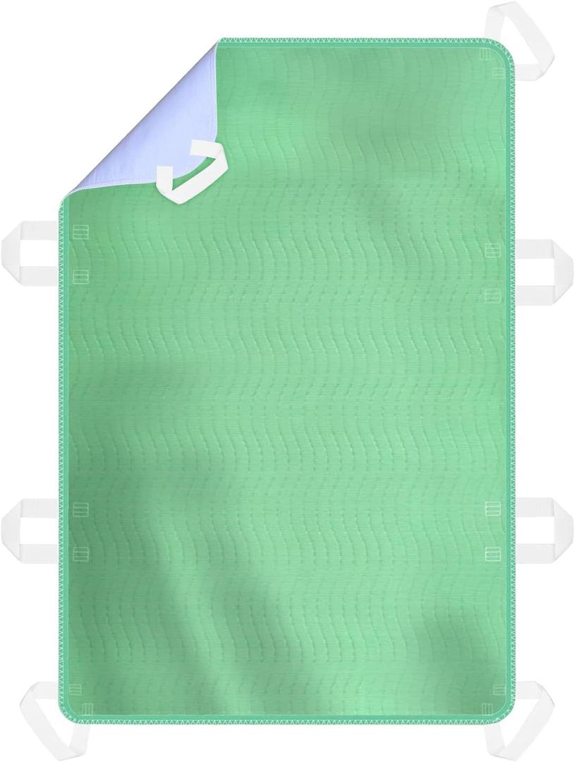 Incontinence Bed Pad Washable Waterproof, Underpad 8-Handle Positioning Reusable Pad for Elderly Assistance, Bedridden, Disabled, Caregiver & Pets, 34" x 52" (1 Pack - 34x52)