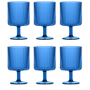 TarHong Mesa Premium Plastic Drinkware Stacking Beverage/Goblet, 15 Ounce, Cobalt Blue, Set of 6