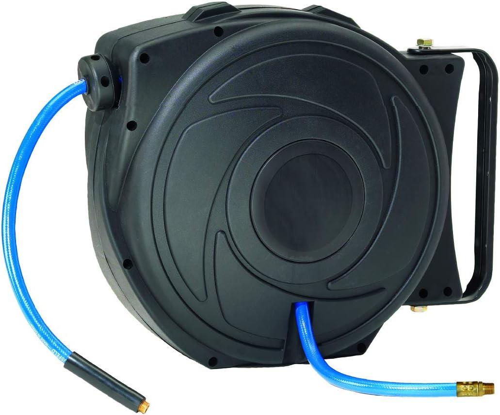 DYNAMIC POWER Elite Retractable Air Hose Reel with 3/8-Inch by 50-Feet PU Air Hose exceptional resistance to abrasion, oil, and weather - DP-HR5-315