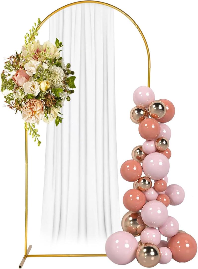 Metal Arch Backdrop Stand,6.6FT Reusable Gold Balloon Arch Frame for Wedding Birthday Party Valentine Baby Shower Background Decoration