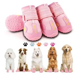 Hcpet Dog Shoes, Dog Boots for Large Dogs, Breathable Dog Booties Paw Protector for Summer Hot Pavement, Winter Snowy Day, Outdoor Walking, Indoor Hardfloors Anti Slip Sole Pink Size 6