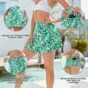 WOWENY Swim Skirt for Women 2 Layered Ruffled Flowy Floral High Waisted Swimsuit Built-in Swim Bikini Bottoms (Green, XL)