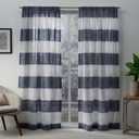 EXCLUSIVE HOME Darma Sheer Linen Rod Pocket Curtain Panel Pair, 50"x96", Indigo