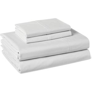 Amazon Basics 100% Organic Cotton Kids' Sheet Set with Pillowcase, Full, Pale Gray