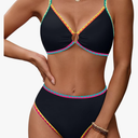 Blooming Jelly Womens Bikini Sets Color Block Two Piece Swimsuit O Ring Stitched Bathing Suit 2026, Small