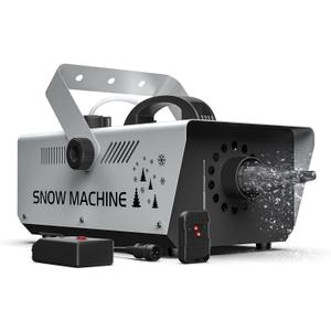 1000W Snow Machine Remote & Manual Control Snowflake Making Adjustable Snowflake Size Snowmaker Perfect for Christmas,Weddings and Theatrical Effects (Grey, 1)