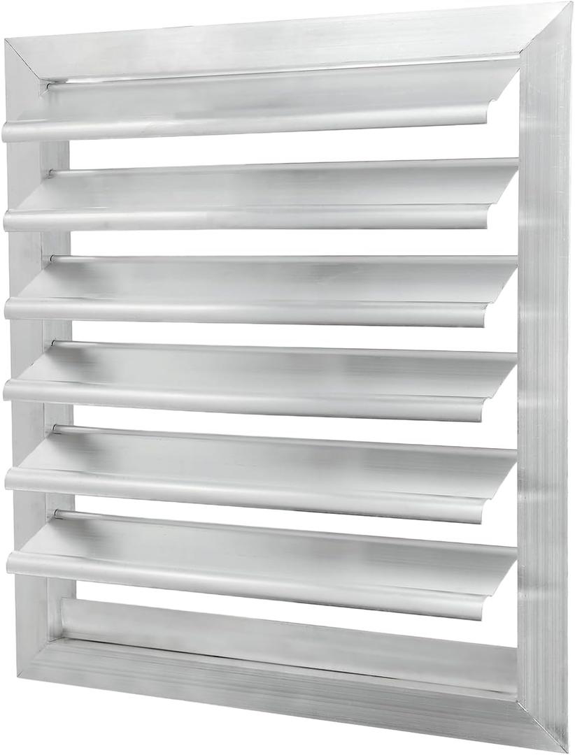 PATIKIL 14x14 Inch Aluminum Vent Cover, Louver Shutter Exhaust Fan Louvered Vent Automatic Gravity Square Grill Self-Closing Vent Cover for Greenhouse Industrial Exhaust HVAC System (Silver)