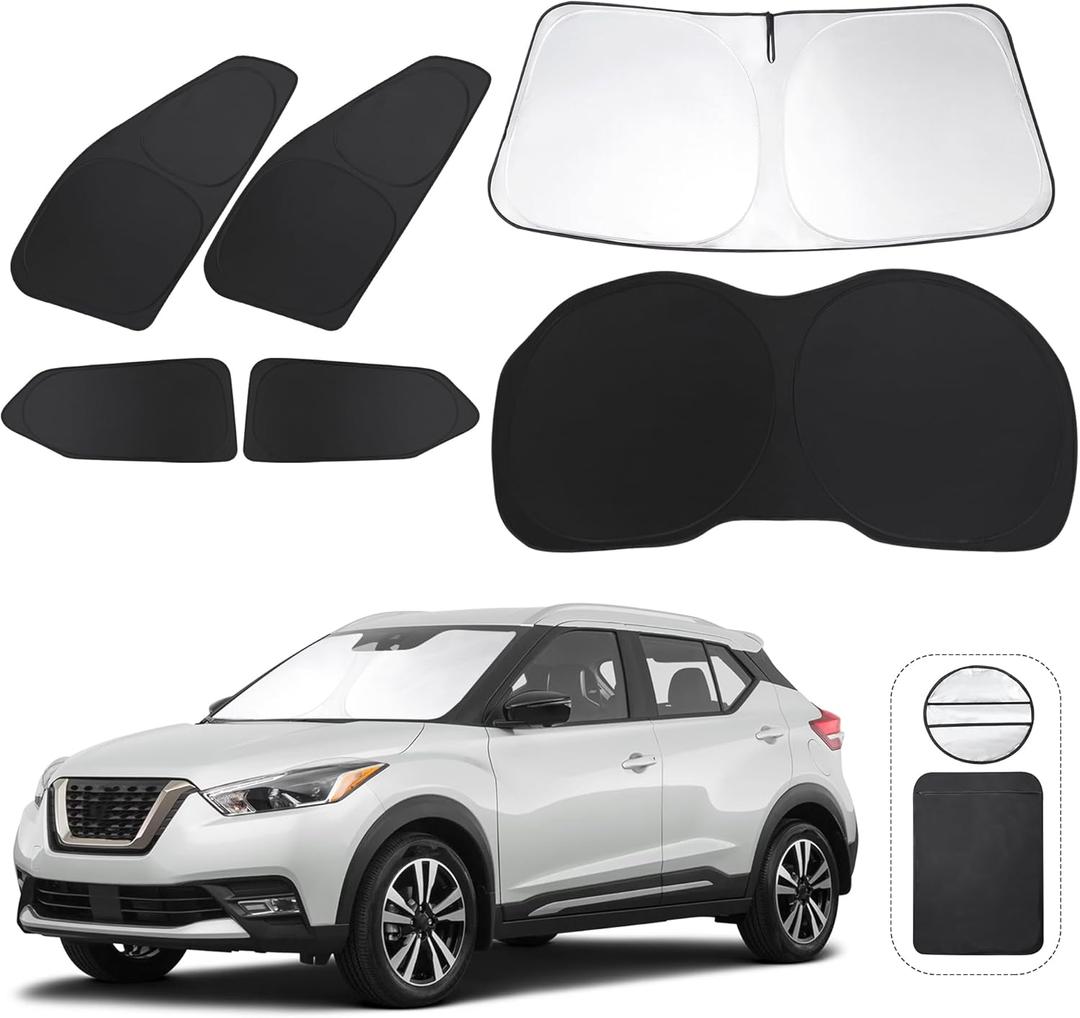 TINGLU Window Shades for Nissan Kicks 2018-2024 6PCS Accessories Side Full Windows Windshield Sun Shade Sun UV Rays & Privacy Protection for Camping,Napping,and Relaxing