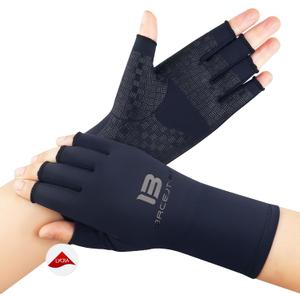 Extra Firm Compression Arthritis Gloves for Women and Men - High-Tension LYCRA for Deep Relief. Support for Carpal Tunnel, Swelling, Tendonitis & Rheumatoid. Great for Crocheting or Gaming, Blue Small
