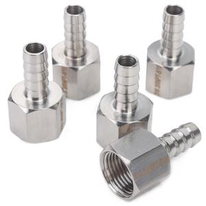 LTWFITTING Bar Production Stainless Steel 316 Barb Fitting Coupler 5/16" Hose ID x 3/8" Female NPT Air Fuel Water (Pack of 5)
