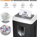 Bonsaii 15-Sheet Office Paper Shredder, 40 Mins Heavy Duty Shredder for Home Office, Crosscut Shreder with Anti-Jam System & P-4 High Security Supports CD/Credit Cards/Staple,5 Gal Pullout Bin C169-B