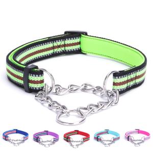 Alainzeo Reflective Martingale Dog Collars, Adjustable Soft Neoprene Padded Breathable Nylon Pet Collar for Puppy, Medium and Large Dogs,Blue,S