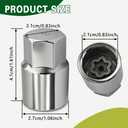 D-Wheel Locking Lug Nut Removal Tool, Lug Nut Remover, Steel Drive Wheel Lock Key with Socket Anti-Theft Wheels Nut Remover & Installer, Professional Locking Lug Nuts Key Fit for Most Cars