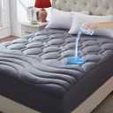 ELVEN HOME California King Mattress Pad, Quilted Fitted Cooling Mattress Cover, Pillow Top Waterproof Mattress Protector, Deep Pocket 8-21" (72x84 inch, Grey)