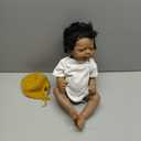 Reborn Baby Dolls Silicone Full Body Black Boy 19 Inch Lifelike Sleeping Baby Doll Poseable Realistic Newborn Baby Dolls African American Reborn Doll with Hair Gift Toys for Kids Age 3+ Girls