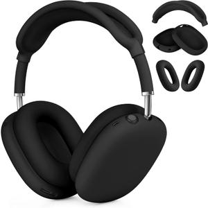 Filoto Case for Airpods Max Headphones, Ear Pad Case Cover/Ear Cups Co ver/Headband for AirPods Max (USB-C/Lightning)(2024/2020), Silicone for Apple Airpod Max, Accessories Cases (Black)