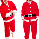 Funziez! Slim Christmas Adult Onesie - Fun Holiday Costume - Santa Clause and Reindeer One Piece for Adults, Women and Men XL