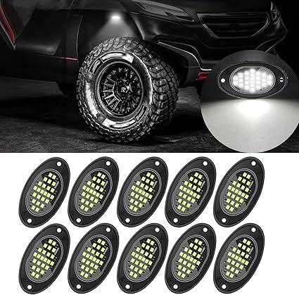 10 Pods Rock Lights Pure LED Lights for Car SUV Ambient Underglow Lights Waterproof Neon Trail Rig Lamp Lighting for Truck