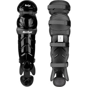 Baseball Softball Catcher Leg Guards Shin Guards for  Adult, Size: 15"-Adult Black